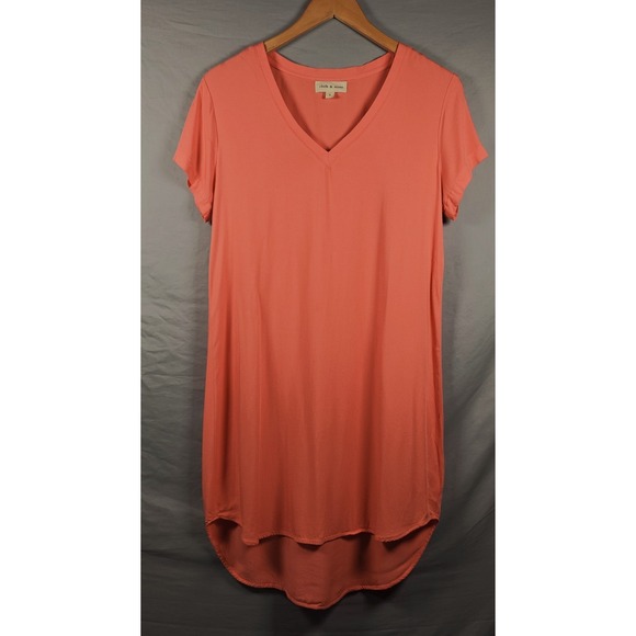 Cloth & stone v-neck short sleeve hi-low dress‎ in orange Size small - Picture 1 of 8